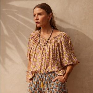 The Natalie Martin Ella Blouse WOBBLY STRIPE COCOA BUTTER